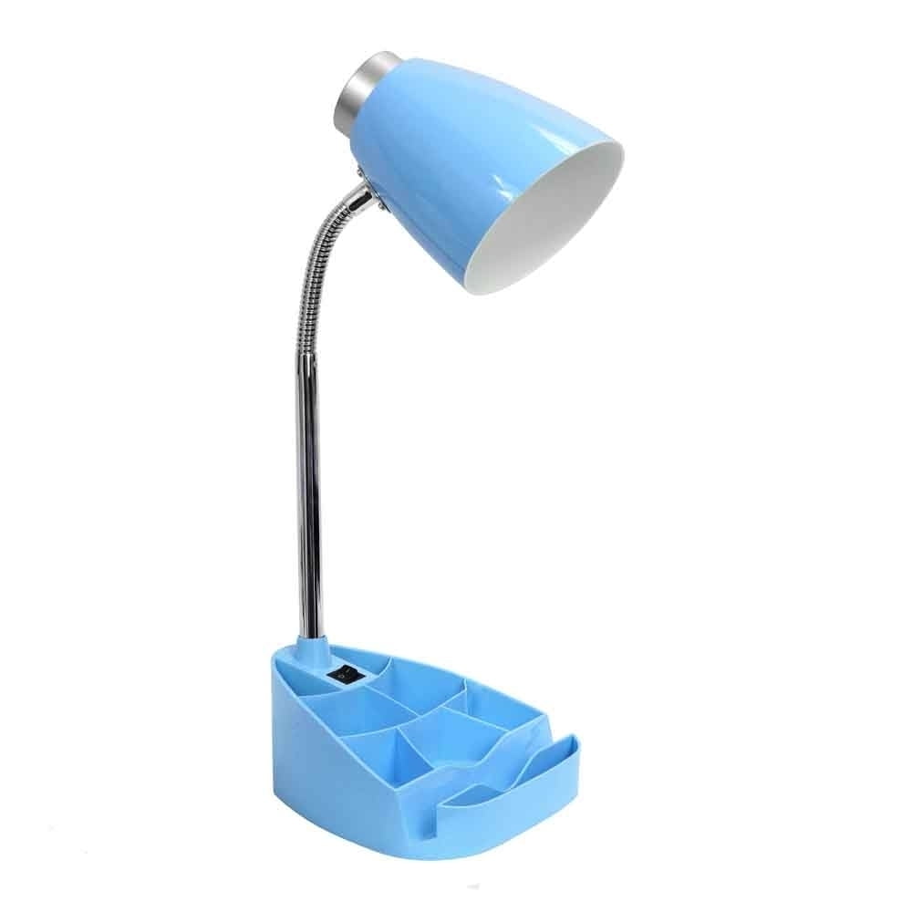 Gooseneck Organizer Desk Lamp With Ipad Tablet Stand Book Holder, Blue
