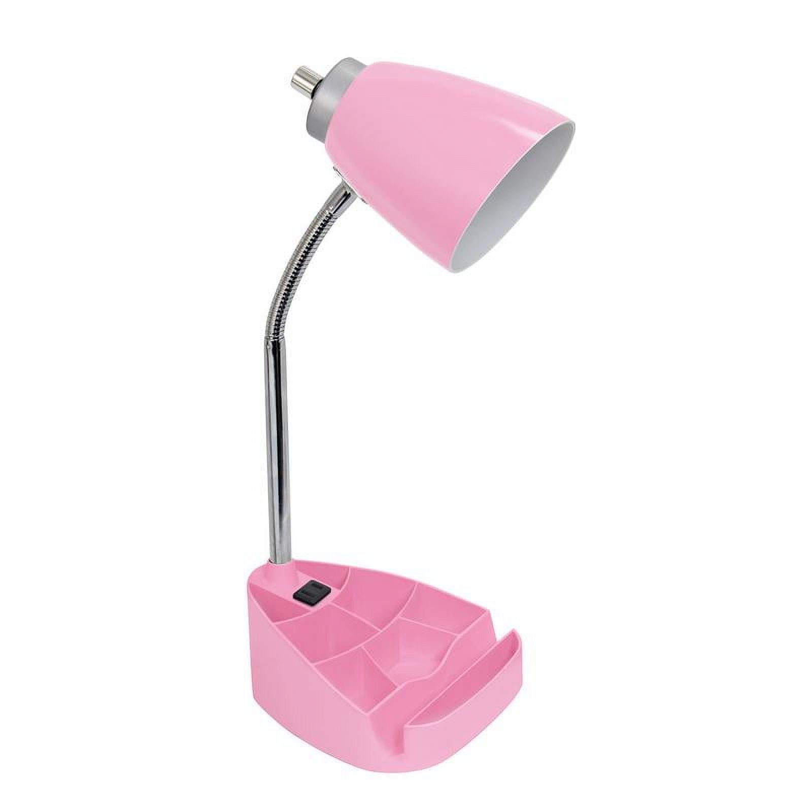 Ld1057-pnk Gooseneck Organizer Desk Lamp With Ipad Tablet Stand Book Holder & Charging Outlet, Pink