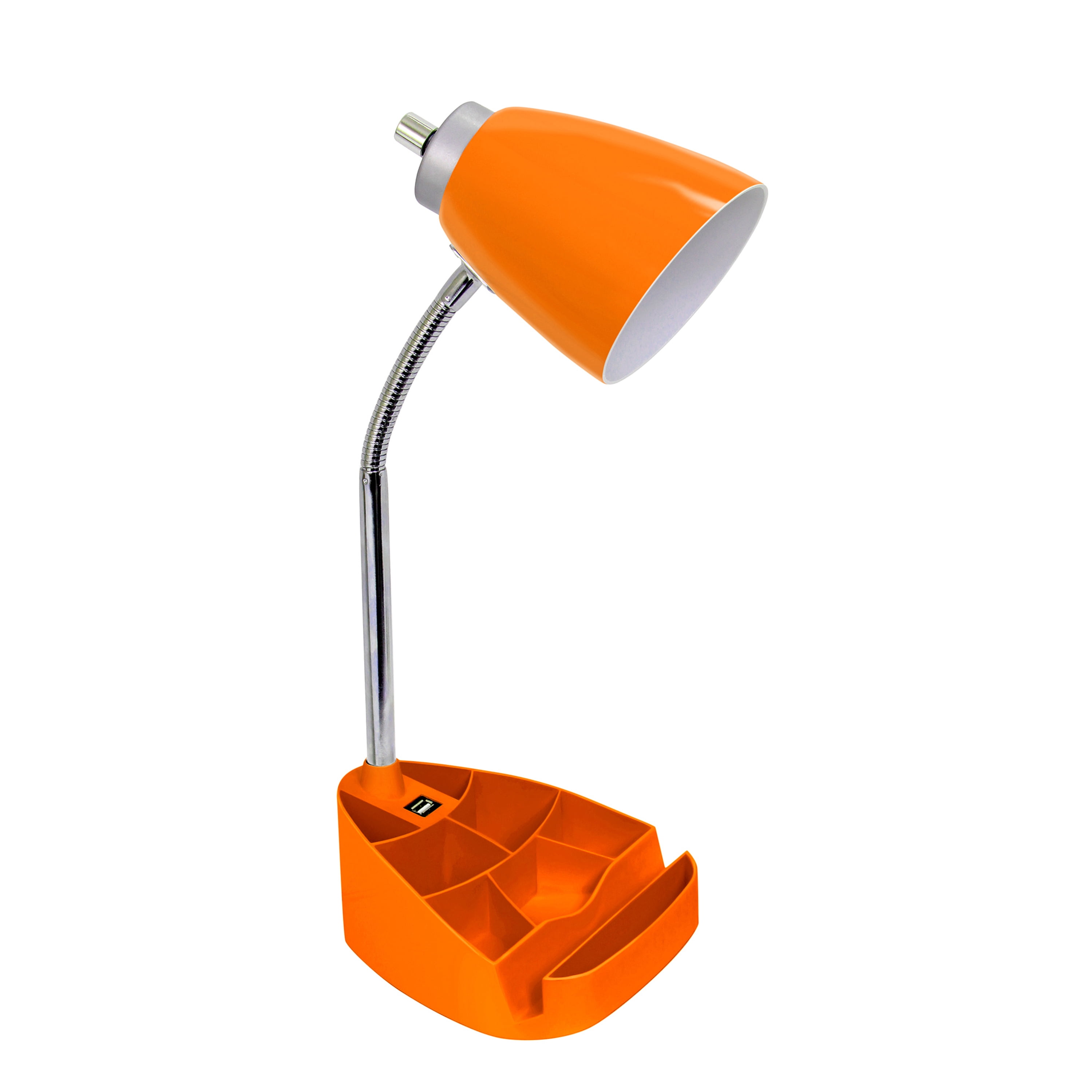 Ld1056-org Gooseneck Organizer Desk Lamp With Ipad Tablet Stand Book Holder & Usb Port, Orange