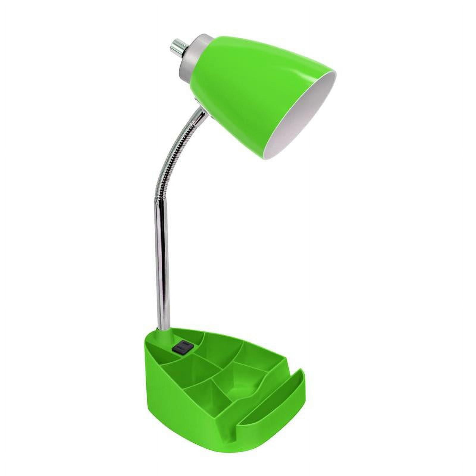 Gooseneck Organizer Desk Lamp With Ipad Tablet Stand Book Holder & Charging Outlet, Green