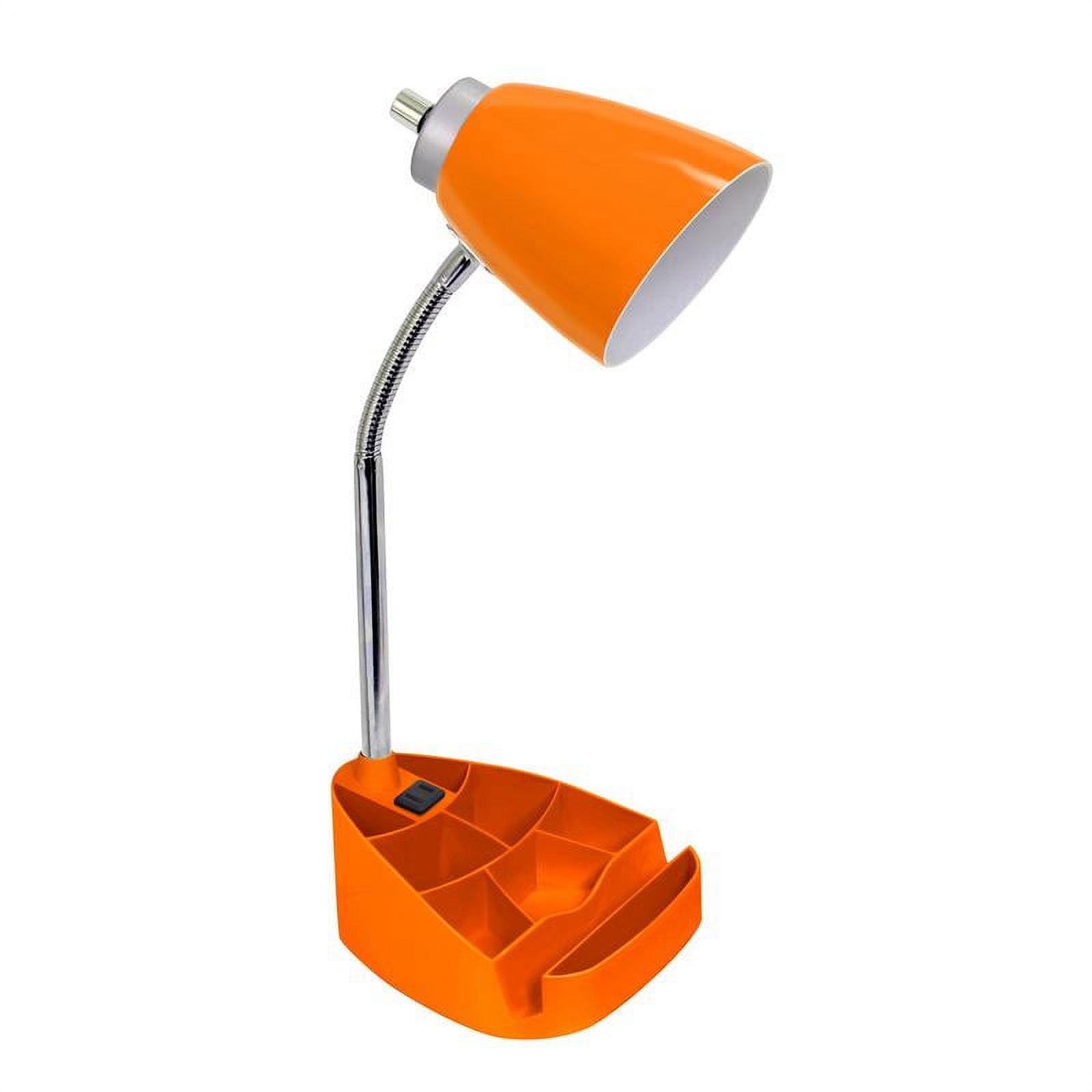 Ld1057-org Gooseneck Organizer Desk Lamp With Ipad Tablet Stand Book Holder & Charging Outlet, Orange