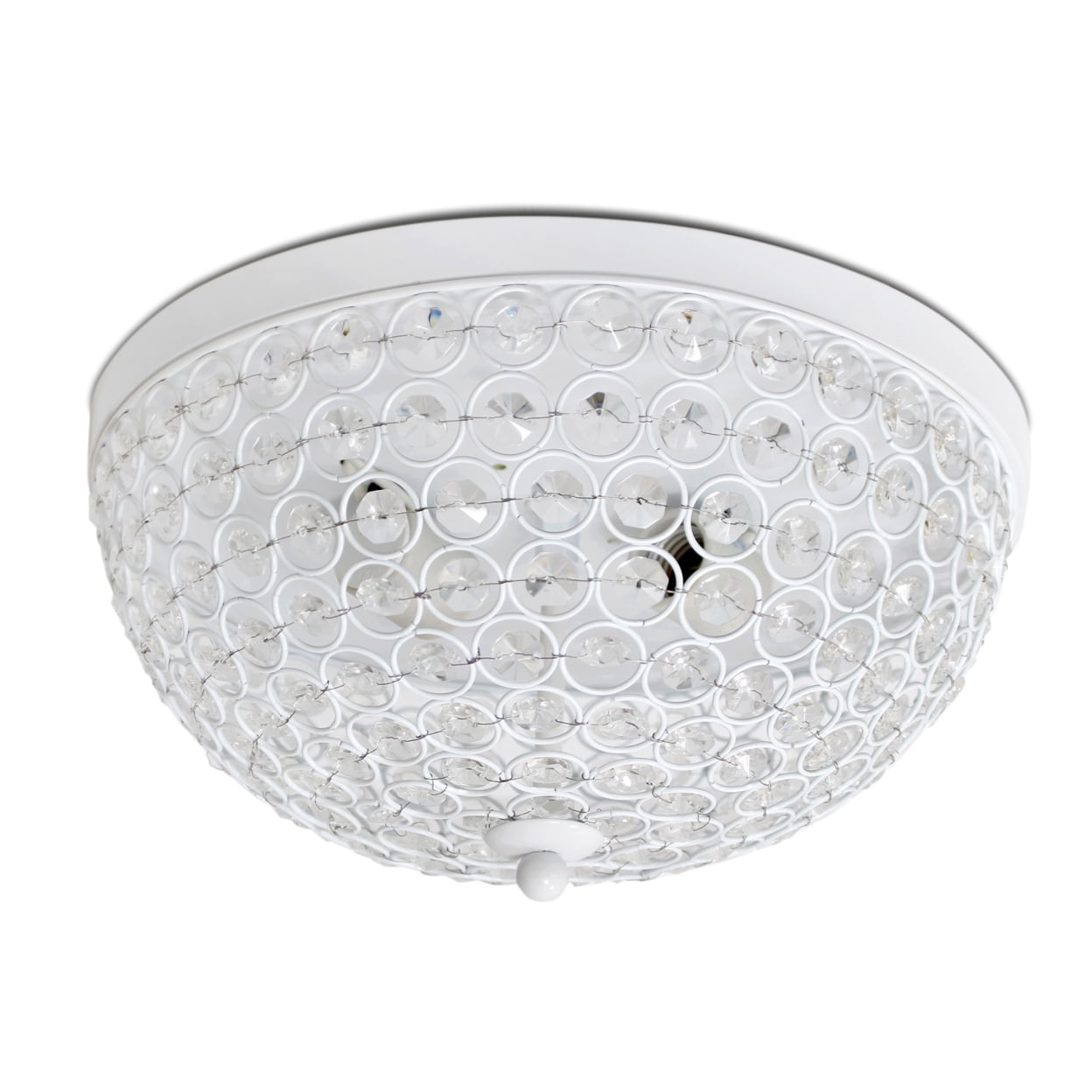 Elegant Designs Fm1000-wht 2 Light Elipse Crystal Flush Mount Ceiling Light, White