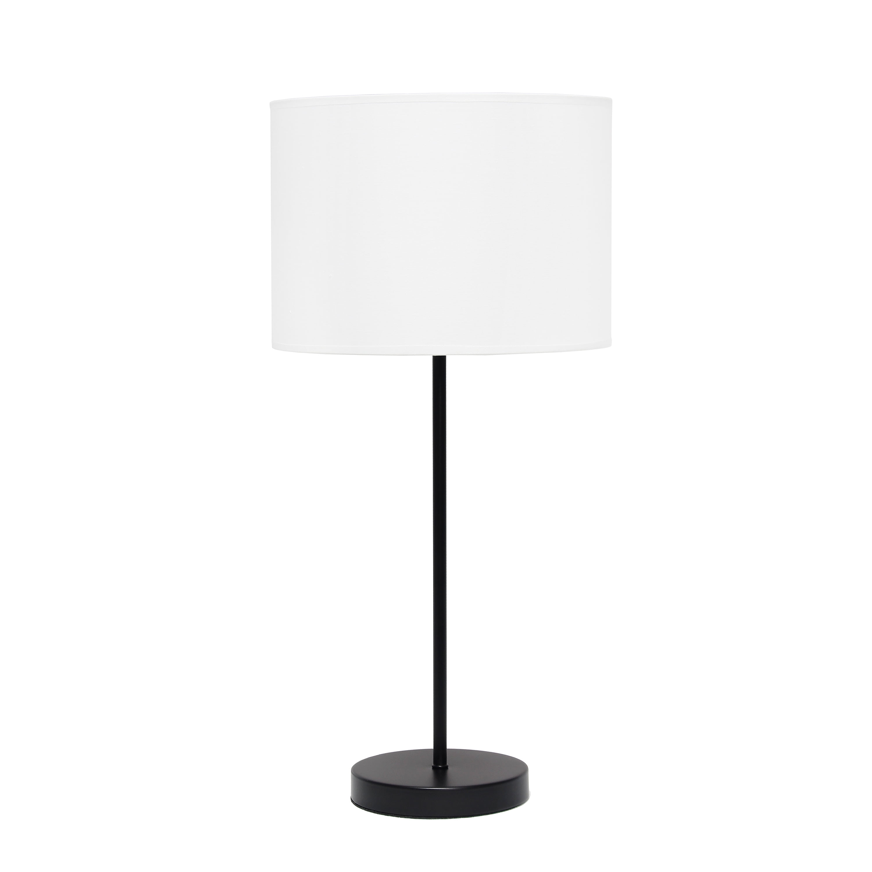 Lt2040-baw Black Stick Table Lamp With Fabric Shade, White