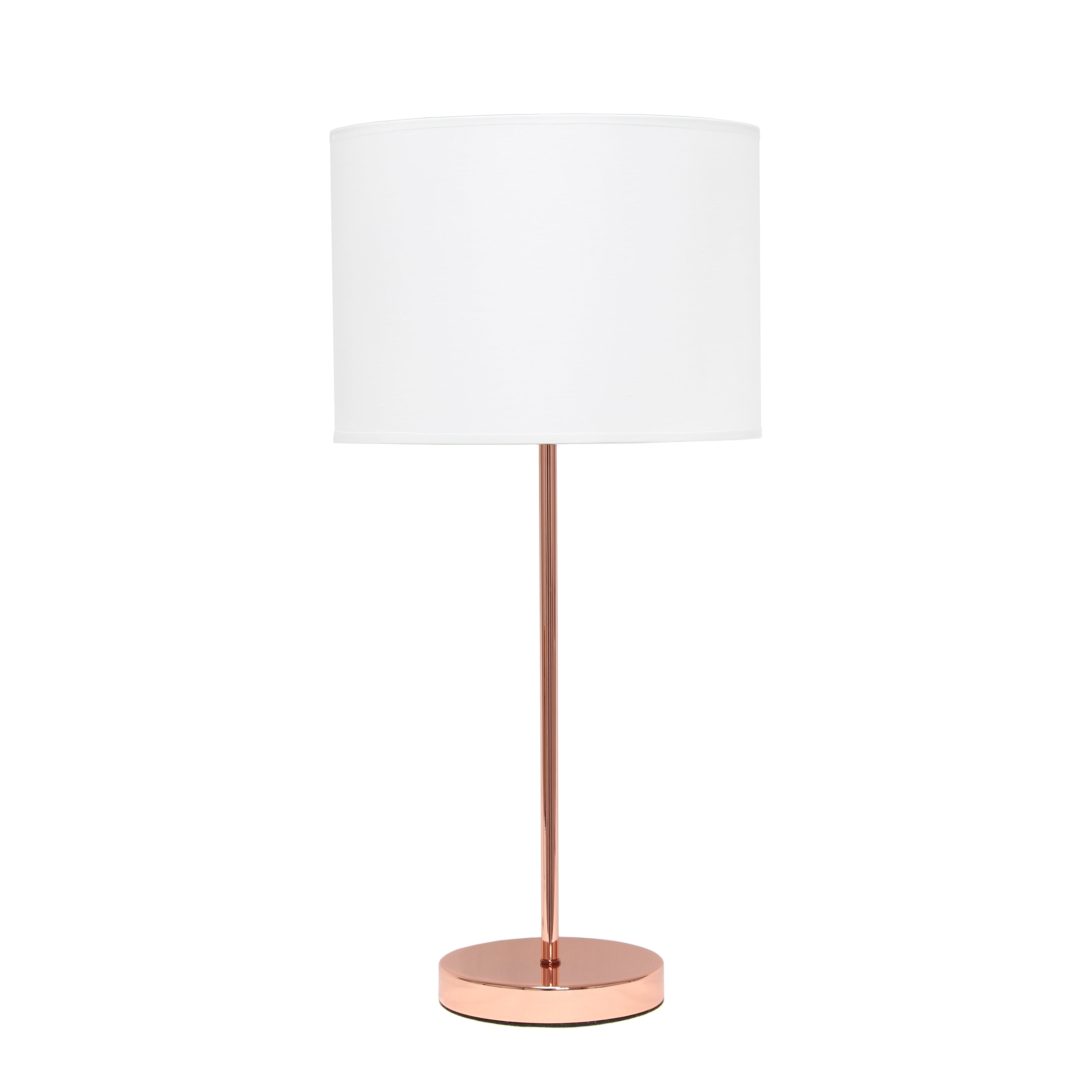 Lt2040-rgd Rose Gold Stick Table Lamp With Fabric Shade, White