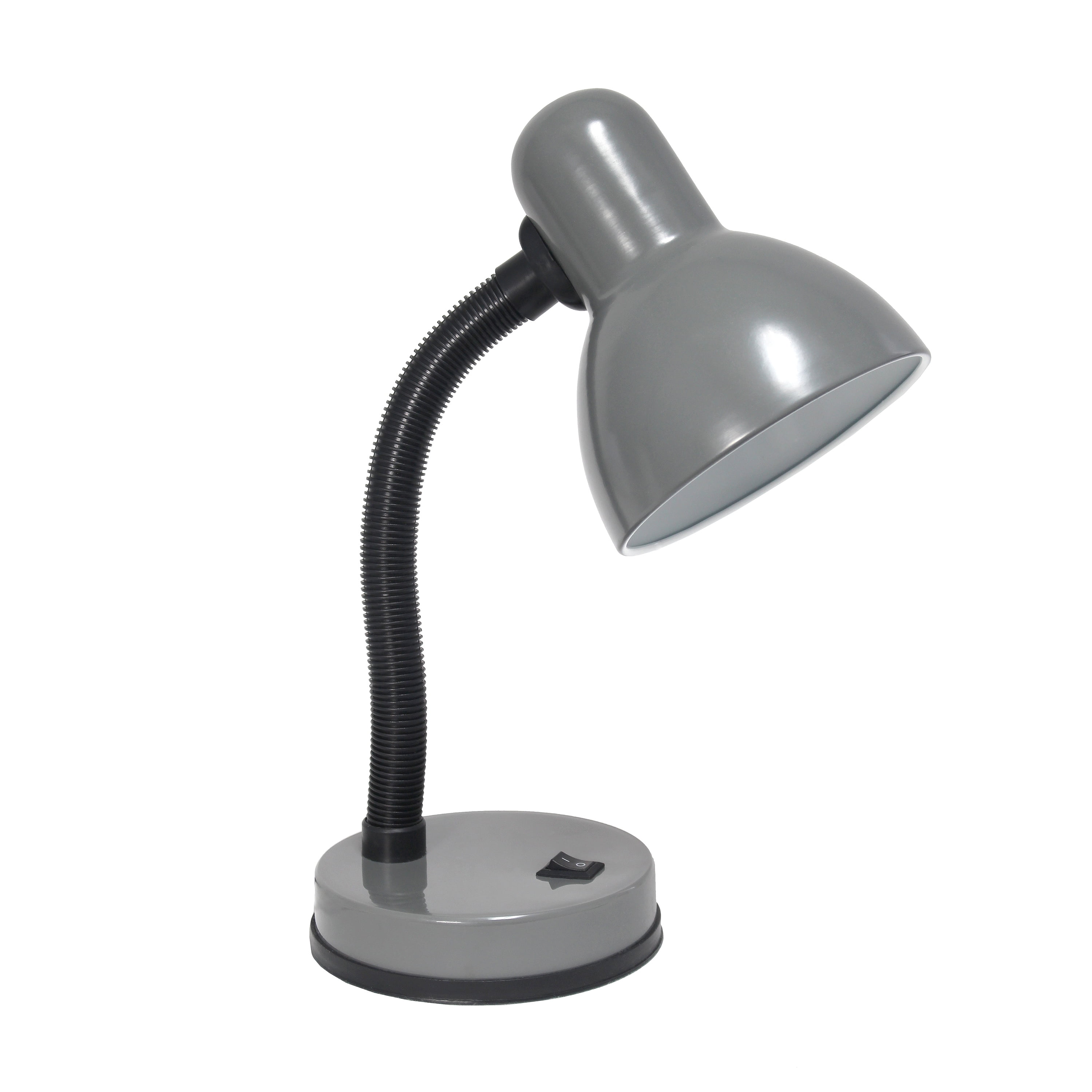 Ld1003-gry Basic Metal Desk Table Lamp With Flexible Hose Neck, Grey