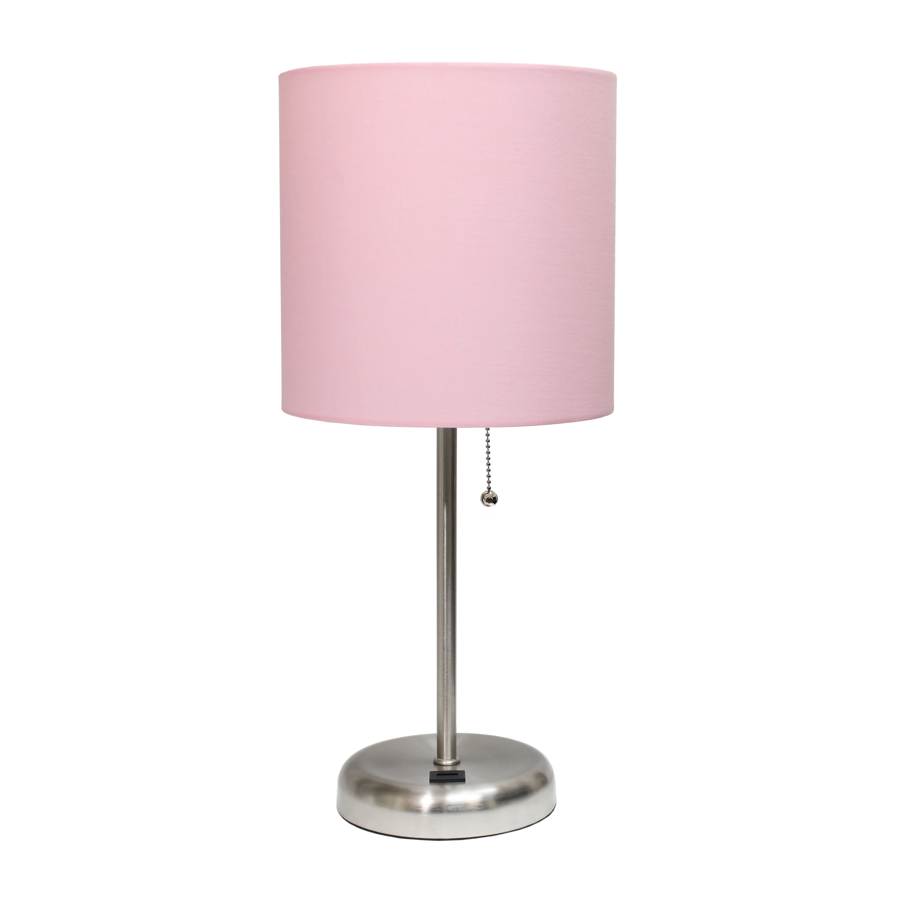 Lt2044-lpk Stick Table Lamp With Usb Charging Port & Fabric Shade, Light Pink
