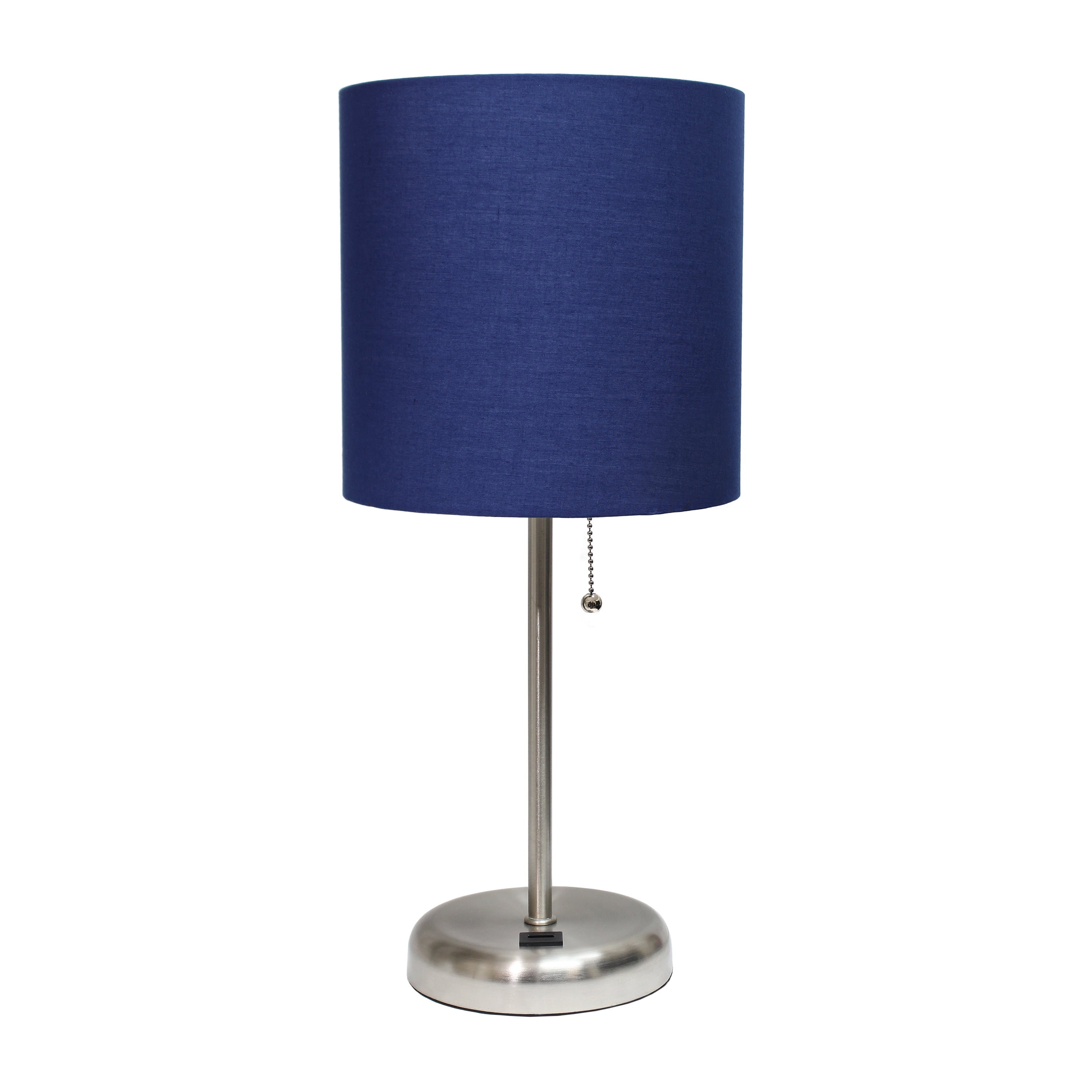 Lt2044-nav Stick Table Lamp With Usb Charging Port & Fabric Shade, Navy