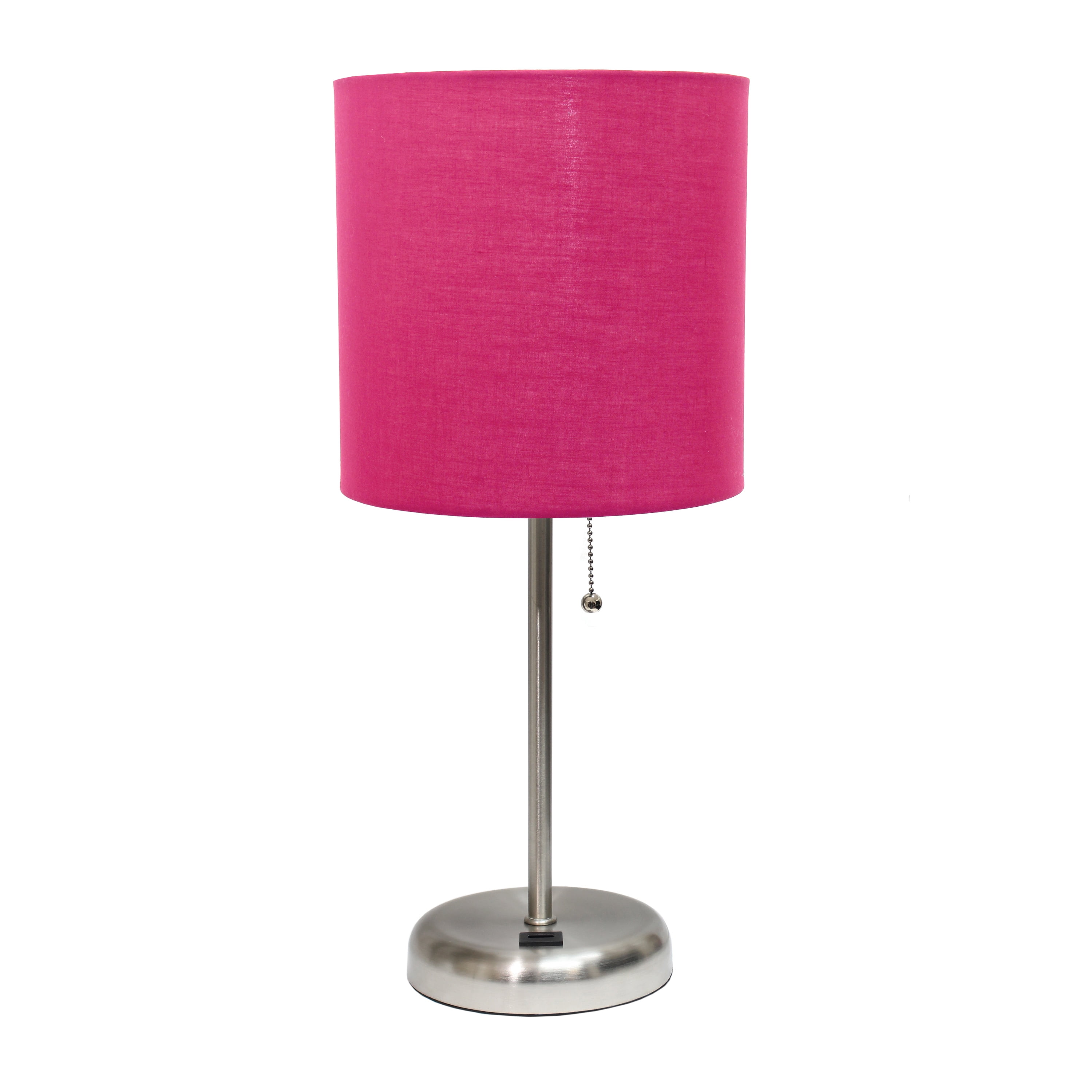 Lt2044-pnk Stick With Usb Charging Port & Fabric Shade Table Lamp, Pink
