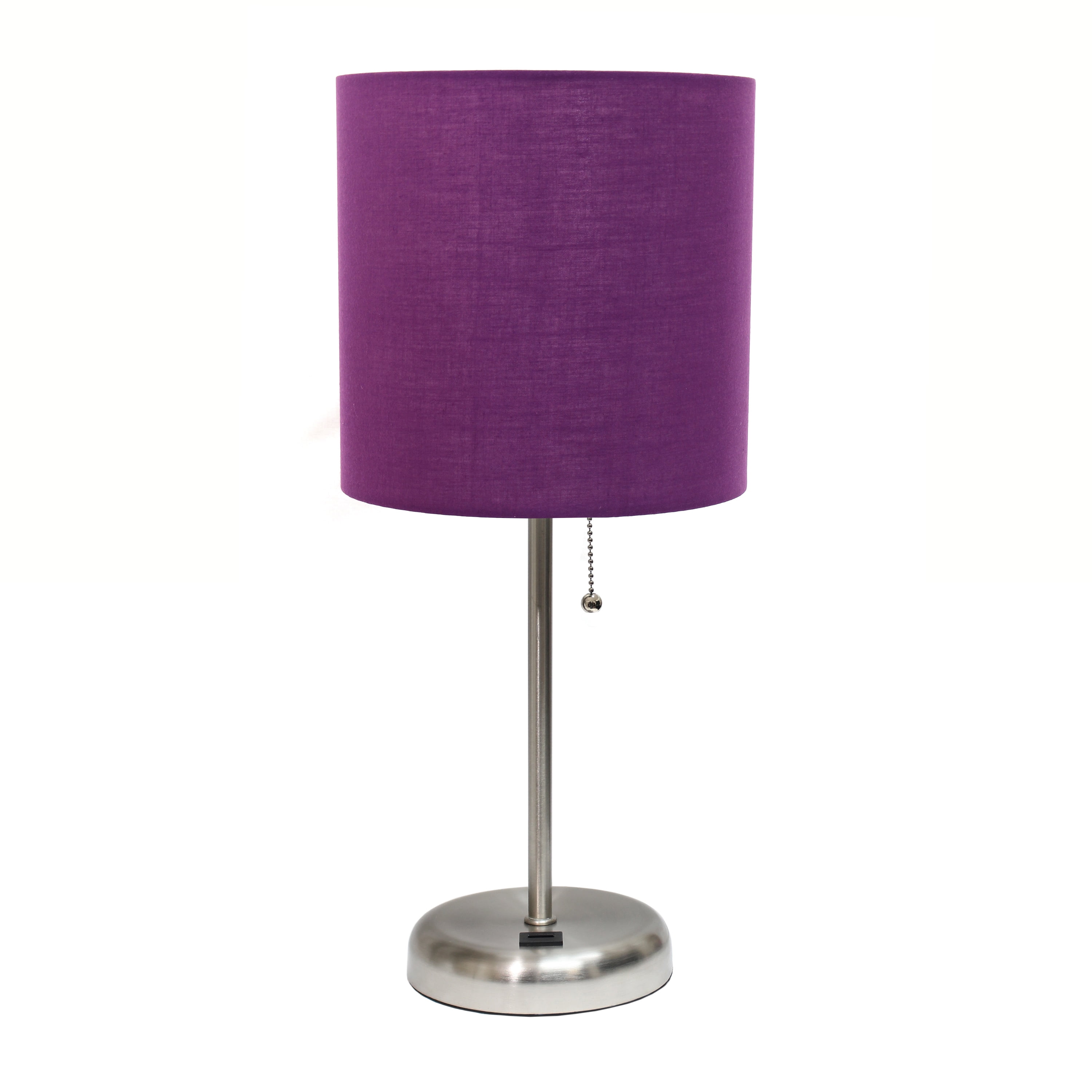 Lt2044-prp Stick Table Lamp With Usb Charging Port & Fabric Shade, Purple
