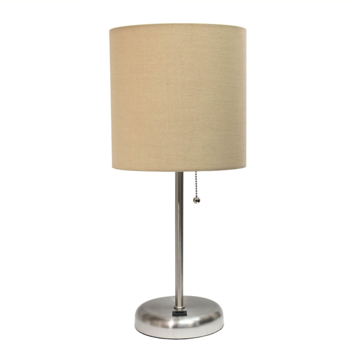 Lt2044-tan Stick Table Lamp With Usb Charging Port & Fabric Shade, Tan