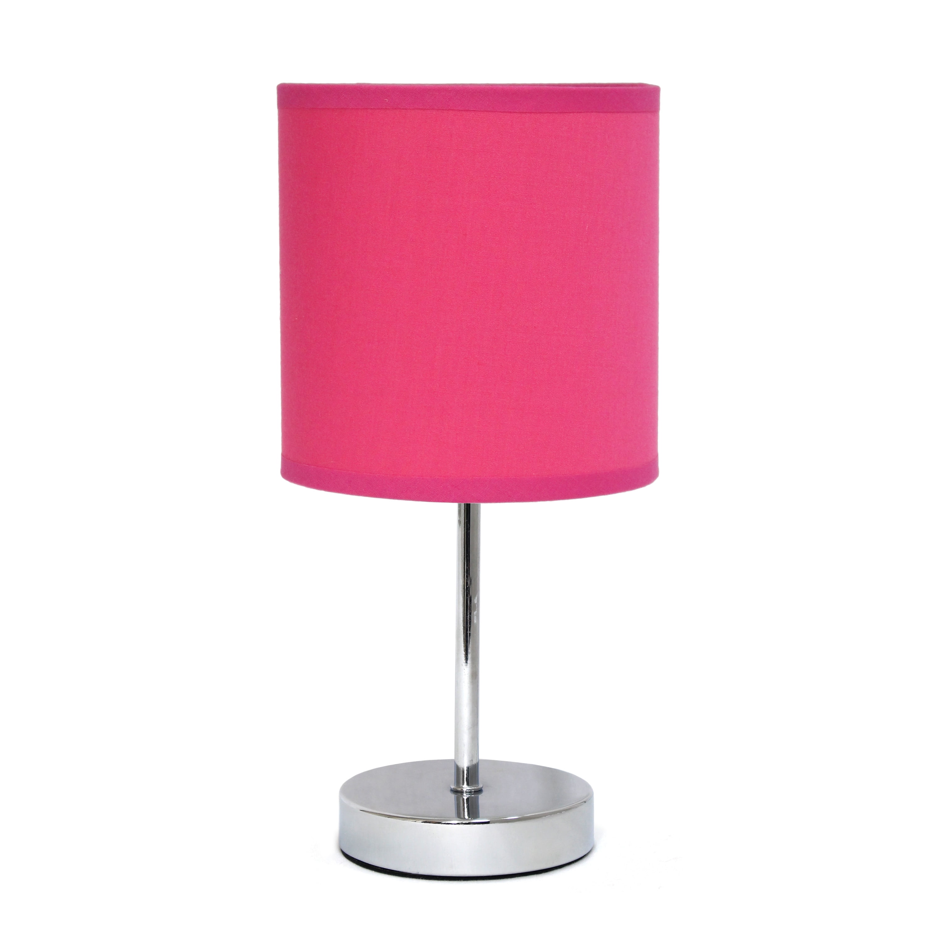 Lt2007-hpk Chrome Mini Basic Table Lamp With Fabric Shade, Hot Pink