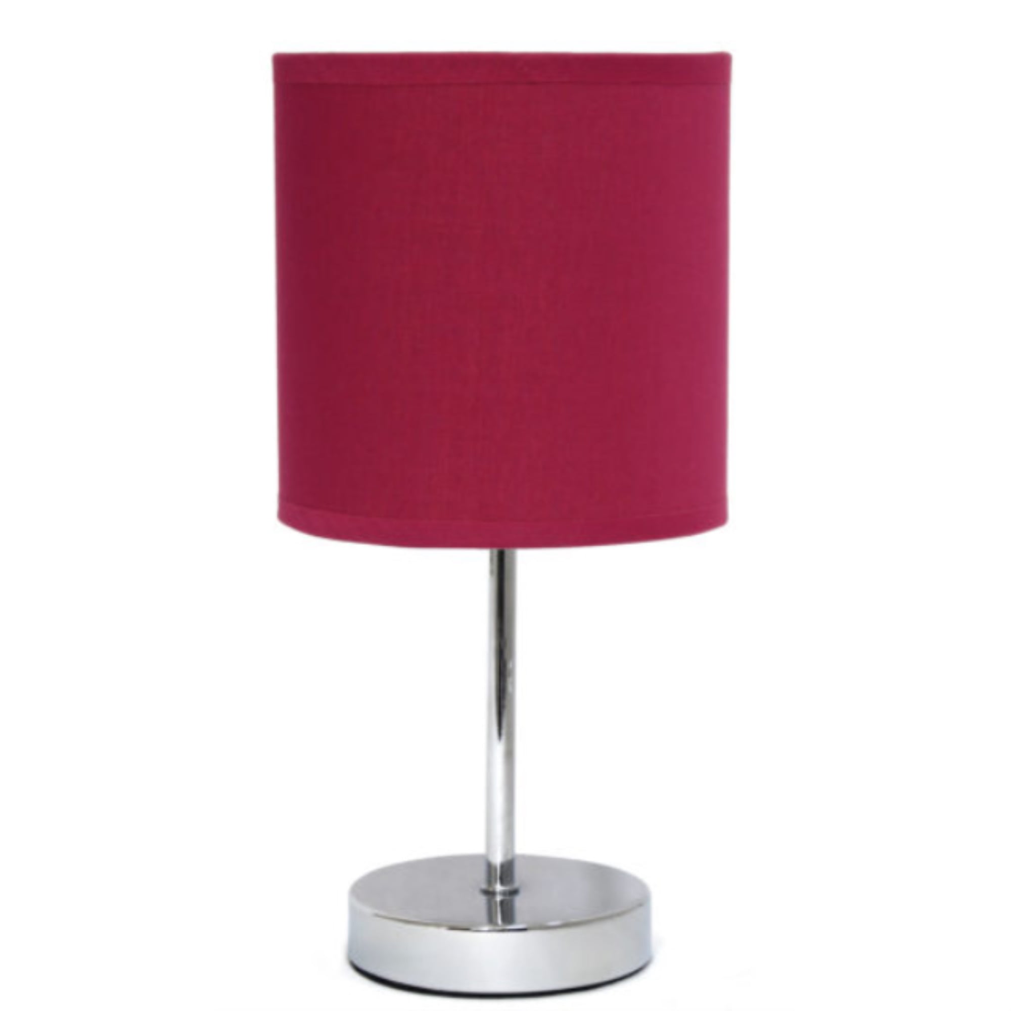 Lt2007-wne Chrome Mini Basic Table Lamp With Fabric Shade, Wine