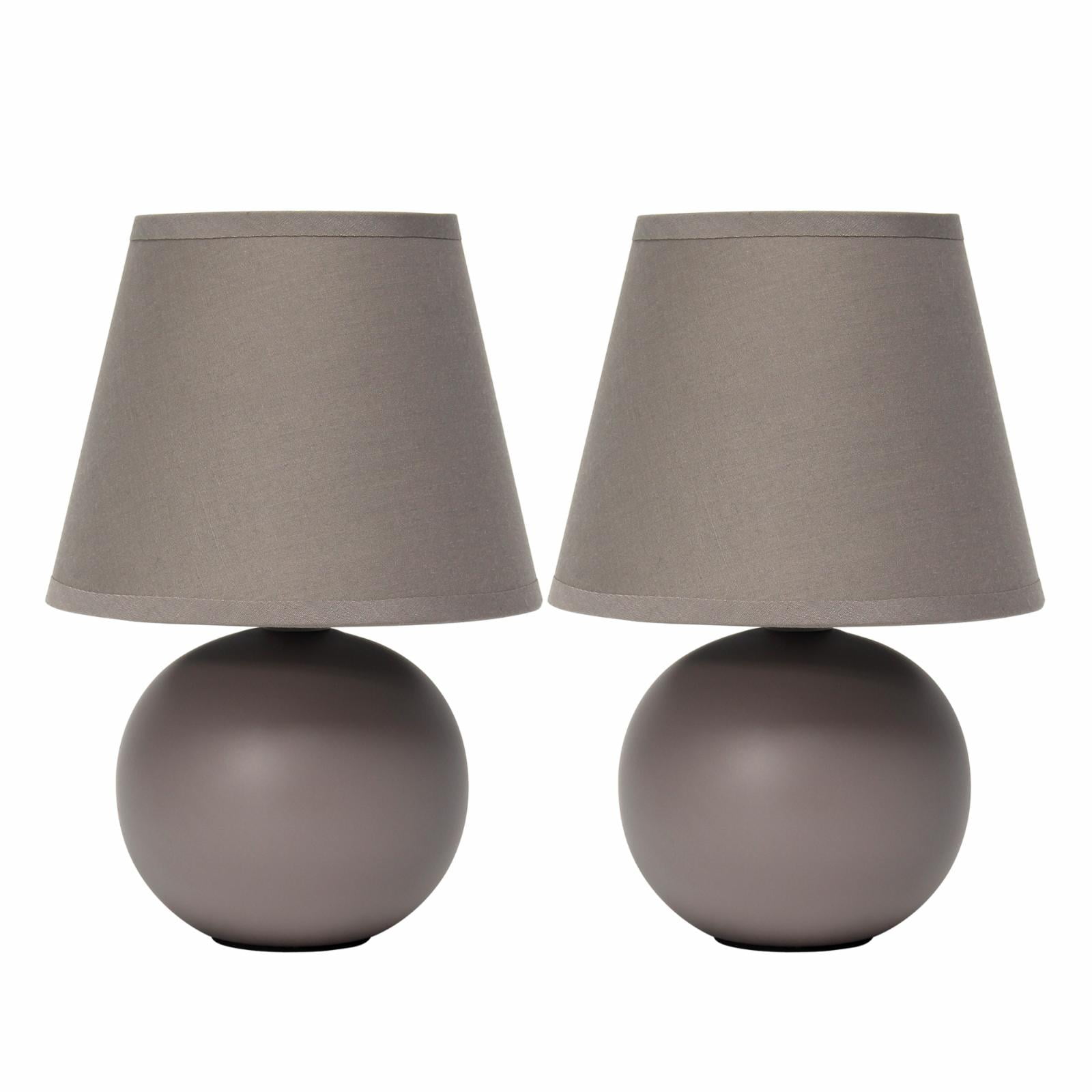 Lt2008-gry-2pk Mini Ceramic Globe Table Lamp, Gray - Pack Of 2