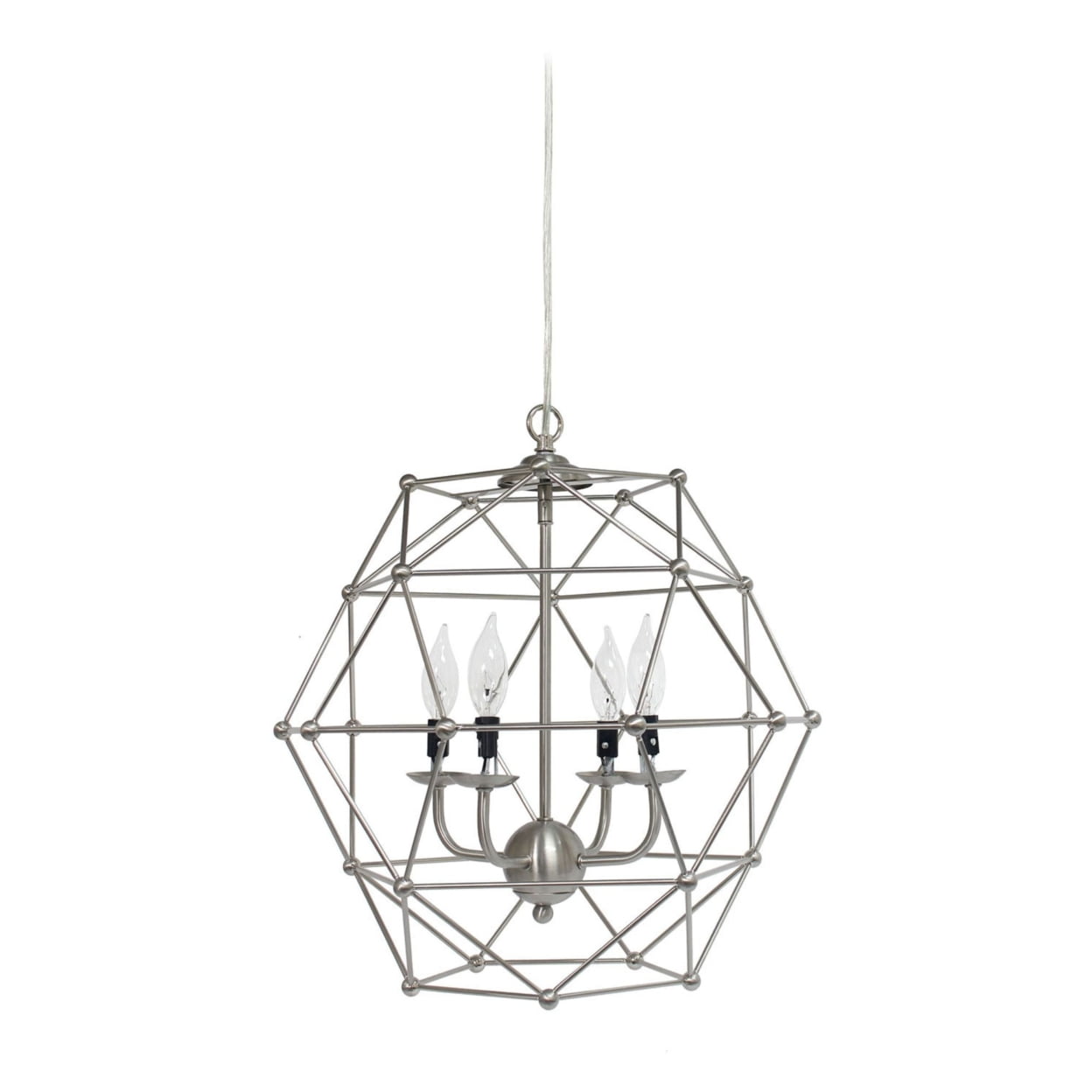 Elegant Designs Pt1005-bsn 4 Light Hexagon Industrial Rustic Pendant Light, Brushed Nickel