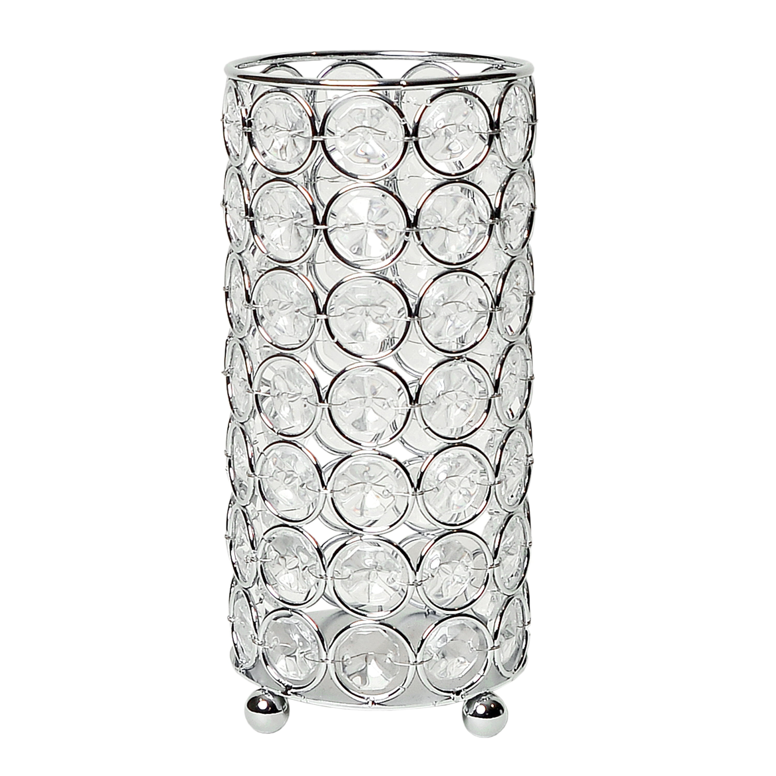 Elegant Designs Hg1002-chr 6.75 In. Elipse Crystal Decorative Flower Vase, Candle Holder, Wedding Centerpiece - Chrome