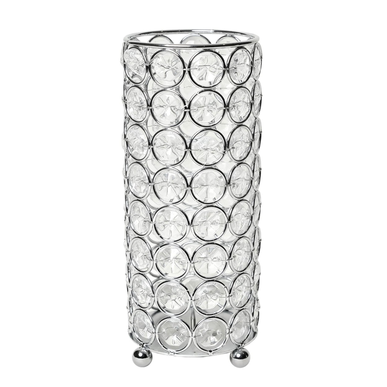 Elegant Designs Hg1003-chr 7.75 In. Elipse Crystal Decorative Flower Vase, Candle Holder, Wedding Centerpiece - Chrome