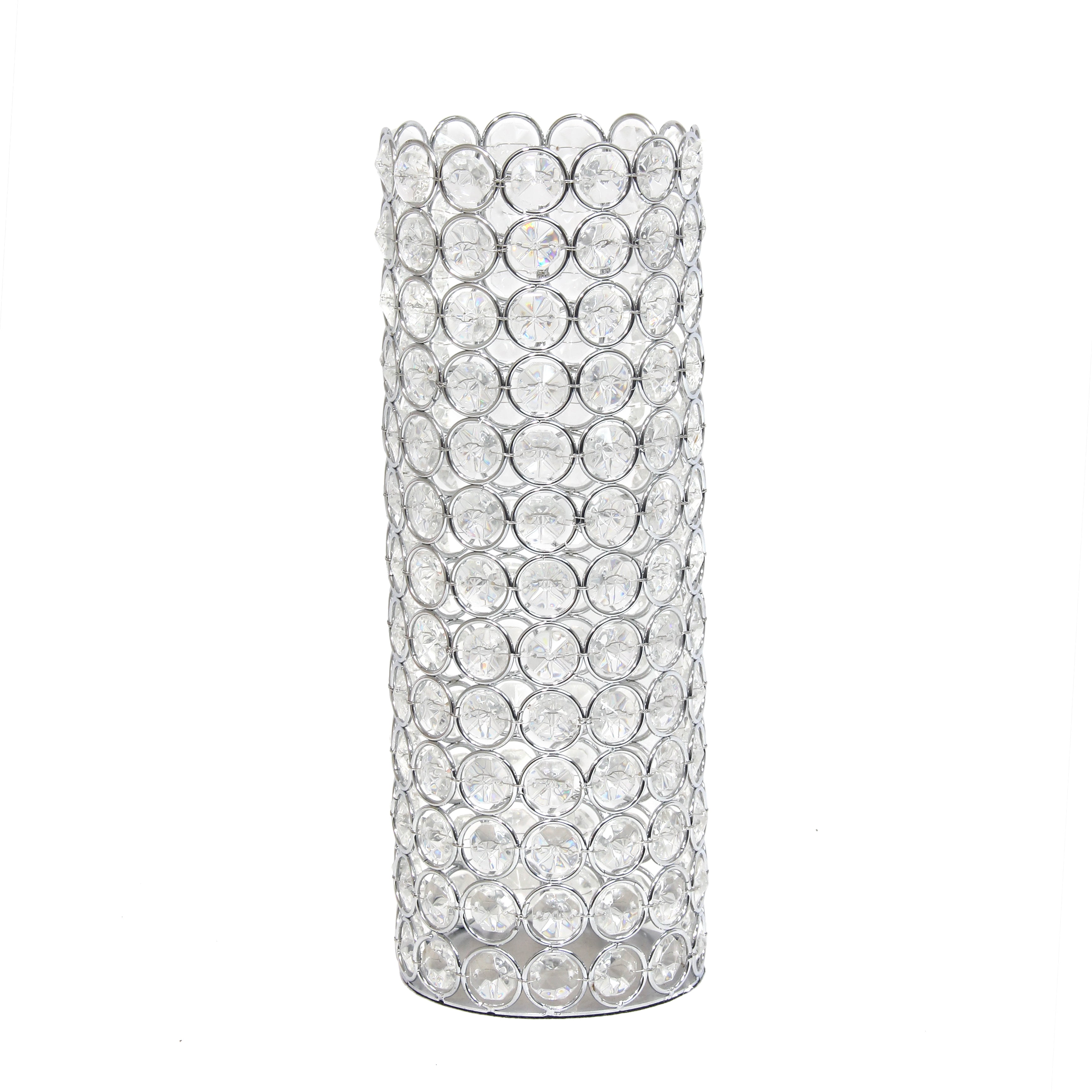 Elegant Designs Hg1009-chr 11.25 In. Elipse Crystal Decorative Vase, Chrome