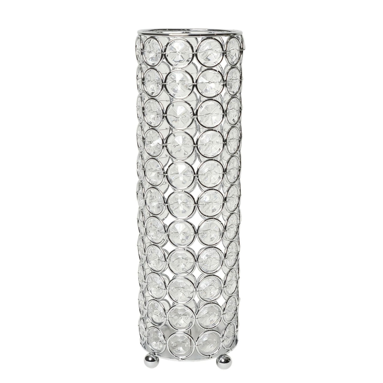 Elegant Designs Hg1011-chr 10.25 In. Elipse Crystal Decorative Flower Vase, Candle Holder - Wedding Centerpiece - Chrome