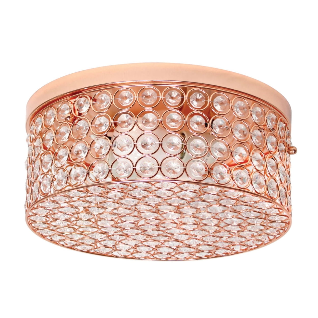 Elegant Designs Fm1003-rgd 12 In. Elipse Crystal 2 Light Round Ceiling Flush Mount, Rose Gold