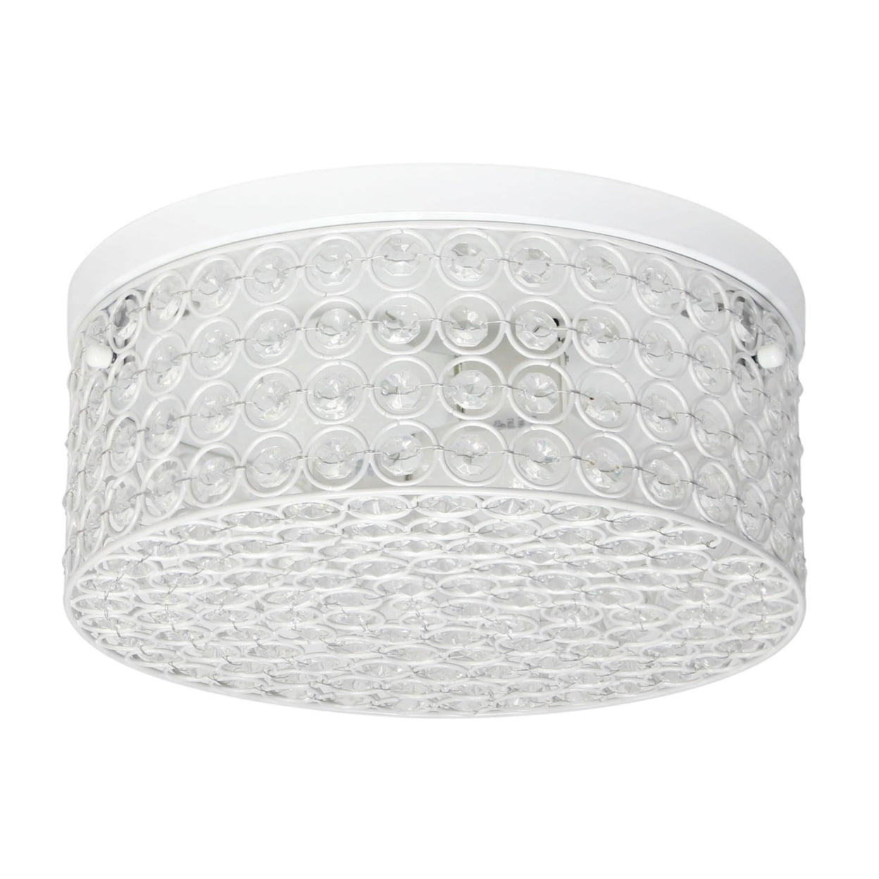 Elegant Designs Fm1003-wht 12 In. Elipse Crystal 2 Light Round Ceiling Flush Mount, White