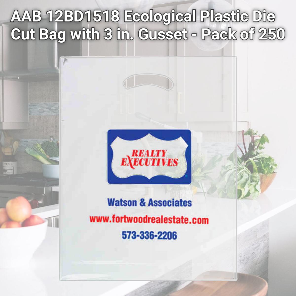 Picture of AAB 12BD1518 Ecological Plastic Die Cut Bag with 3 in. Gusset - Pack of 250