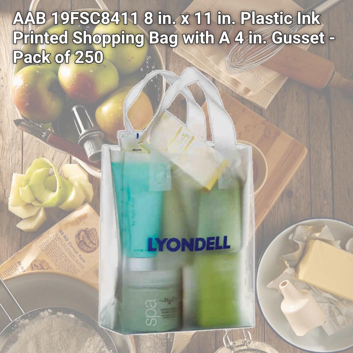 Picture of AAB 19FSC8411 8 in. x 11 in. Plastic Ink Printed Shopping Bag with A 4 in. Gusset - Pack of 250