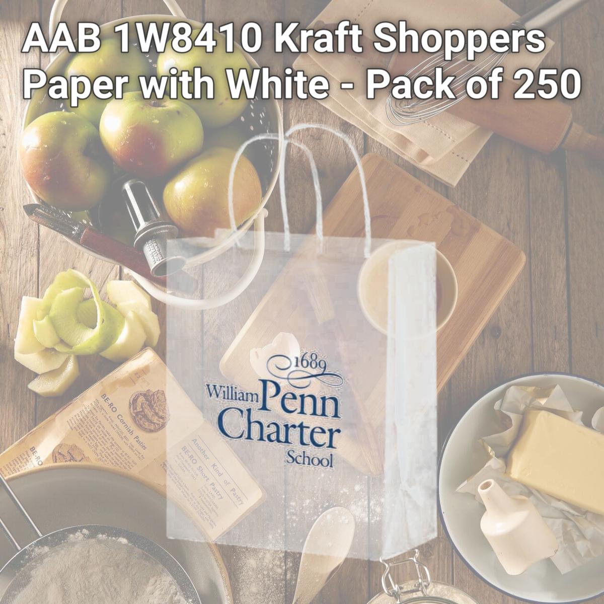 Picture of AAB 1W8410 Kraft Shoppers Paper with White - Pack of 250