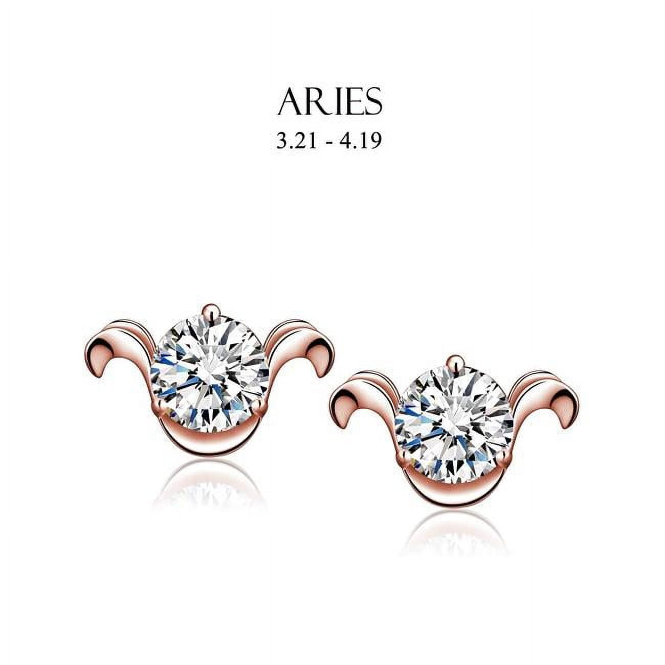 E-i2czars-rg Rose Gold Cubic Zirconia Aries Stud Earrings