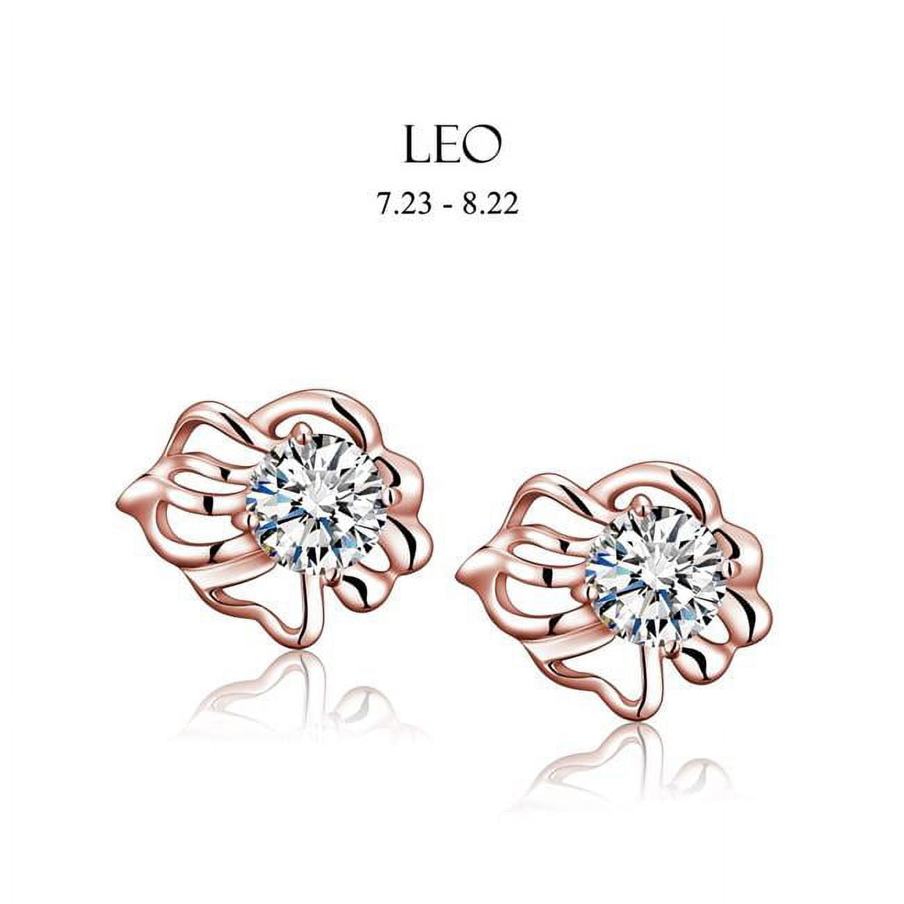 E-i2czleo-rg Rose Gold Cubic Zirconia Leo Stud Earrings
