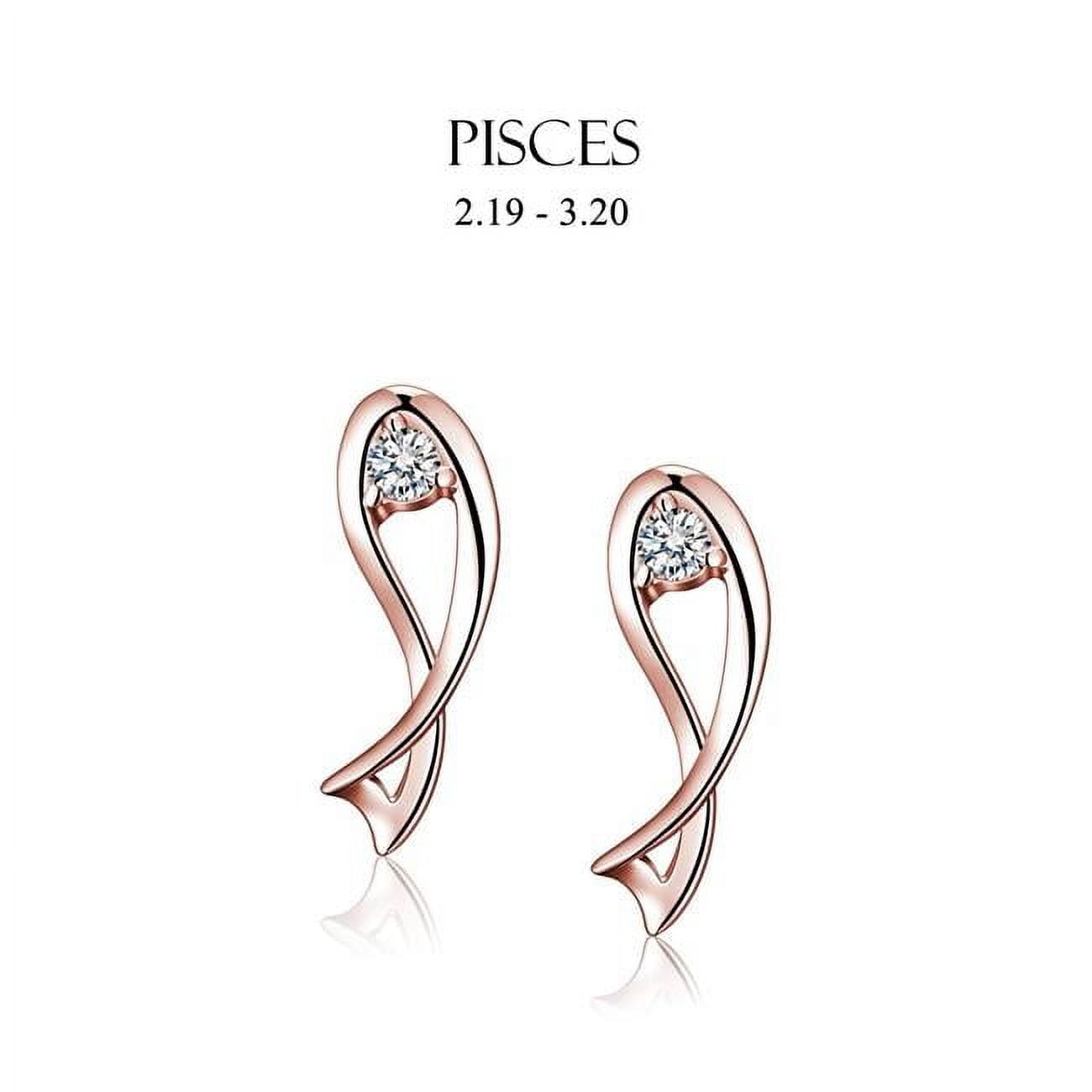 E-i2czpsc-rg Rose Gold Cubic Zirconia Pisces Stud Earrings