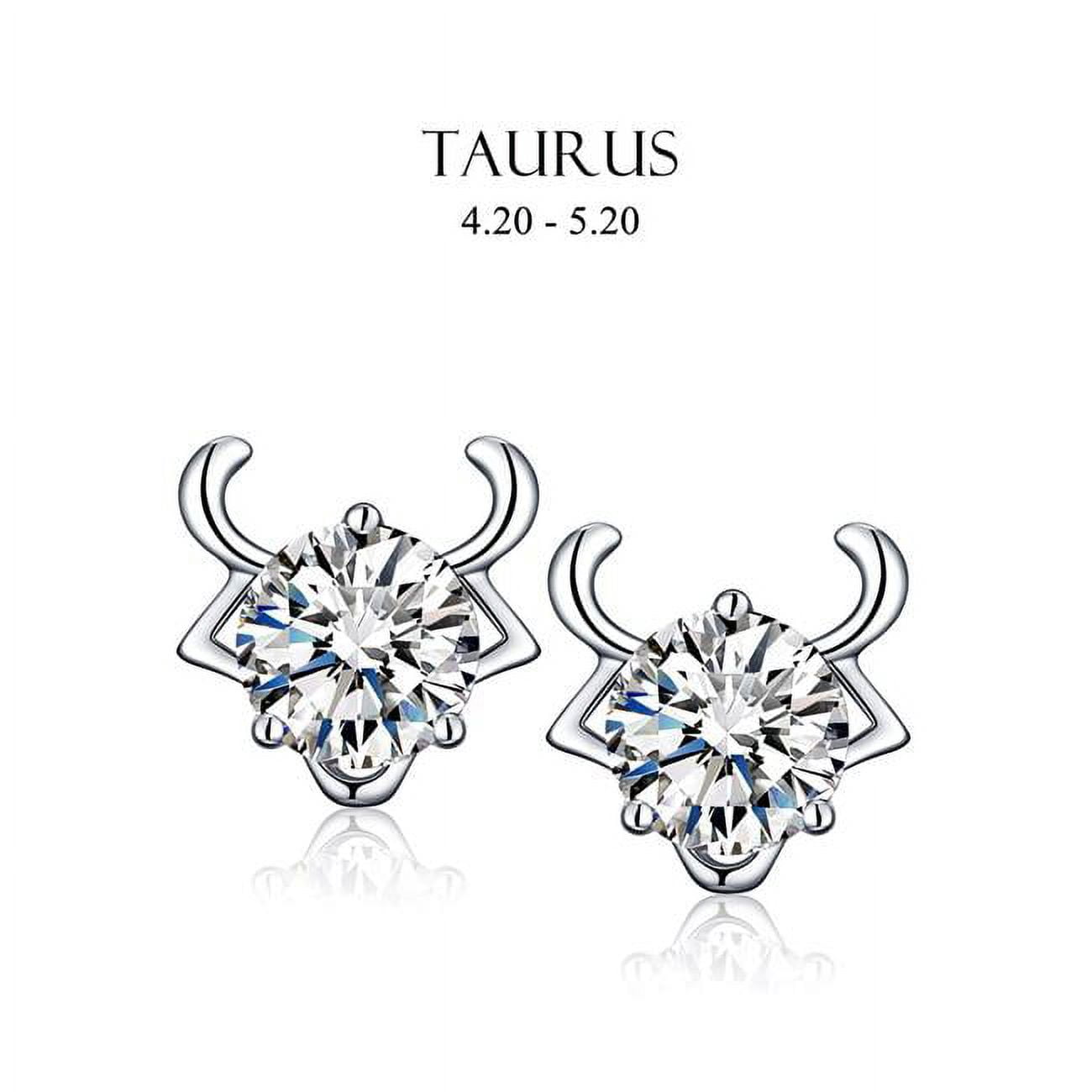 E-i2cztau-rdm Rhodium Cubic Zirconia Taurus Stud Earrings