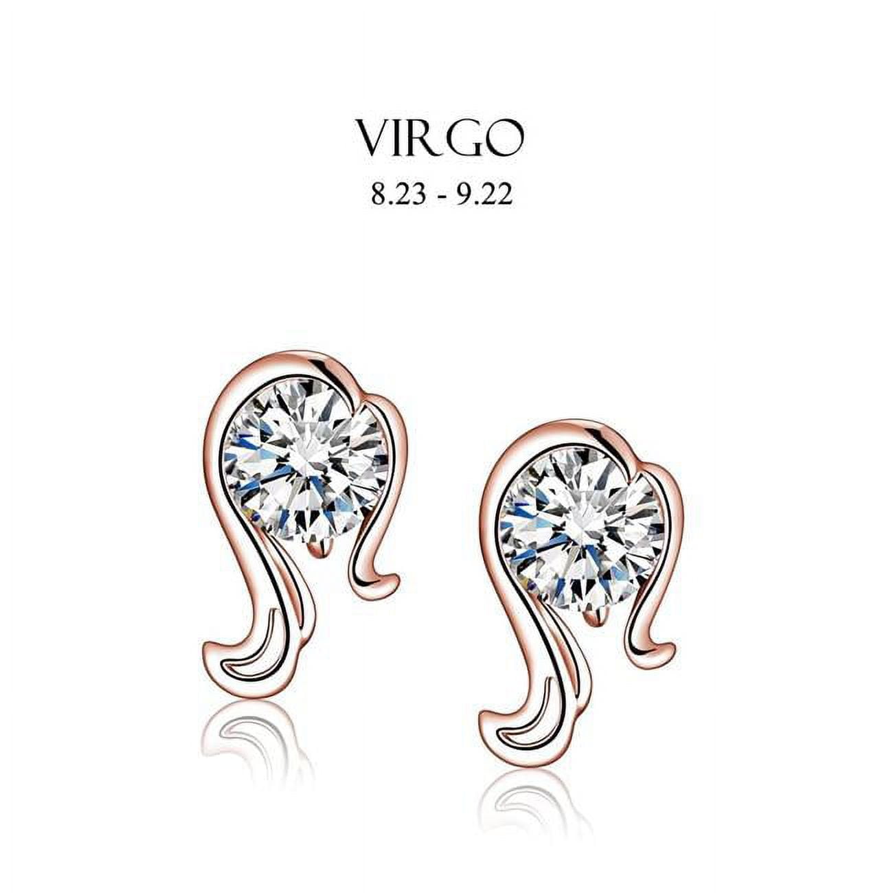 E-i2czvrg-rg Rose Gold Cubic Zirconia Virgo Stud Earrings