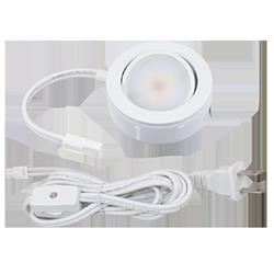 6 In. Lead Wire 6 Ft. Power Cord Dimmable Led Single Puck Light Kit - 120 V Ac, 4 Watt - White