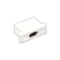 Universal Mini End Cap With Wire Feed Hole In White Plastic