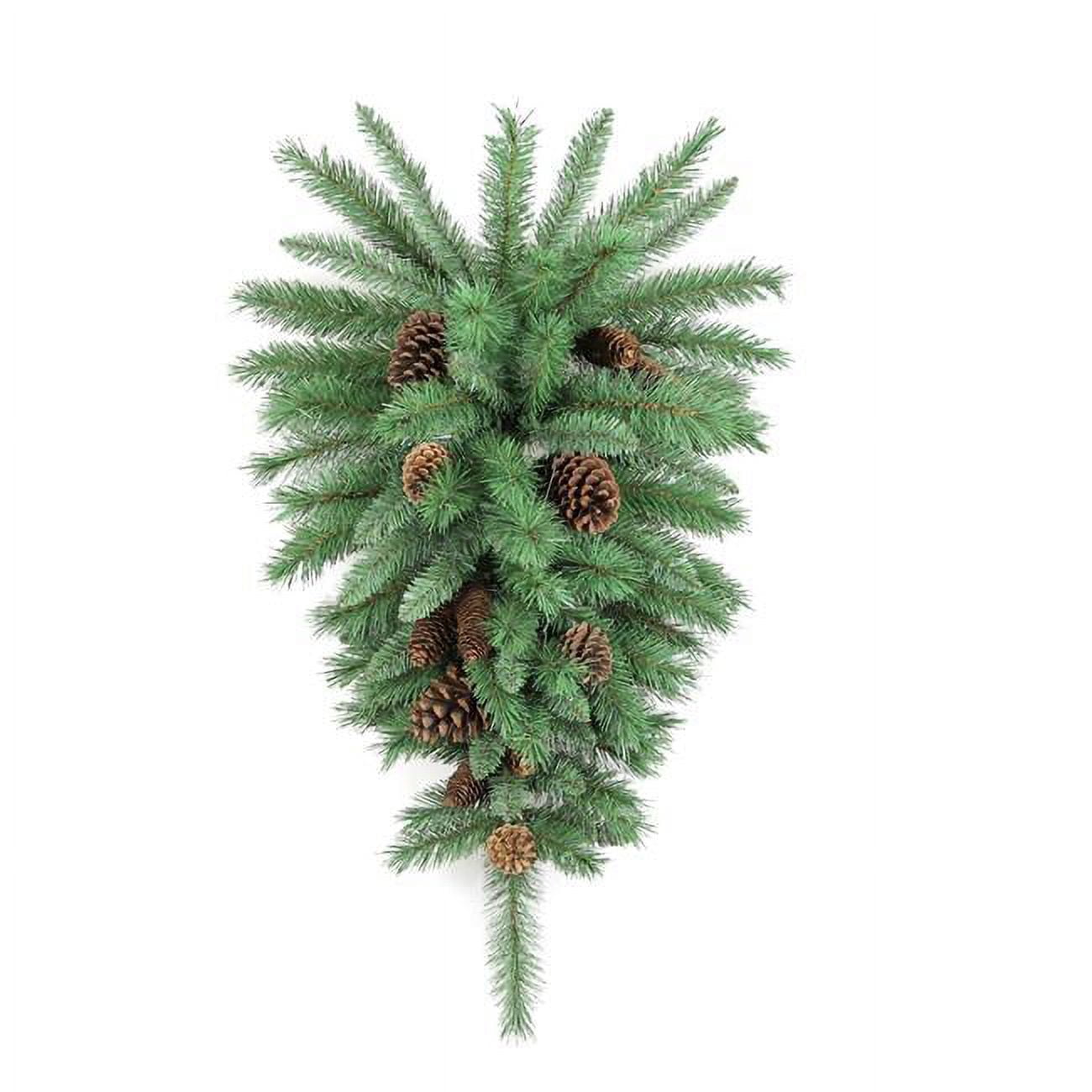 Admired By Nature Gxw4925-natural 36 In. Christmas Pine Teardrop Swag With Natural Pine Cone 72 Tips