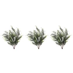 7 Stems Faux Cypress Bush Christmas Decor, Green & Snow - Set Of 3