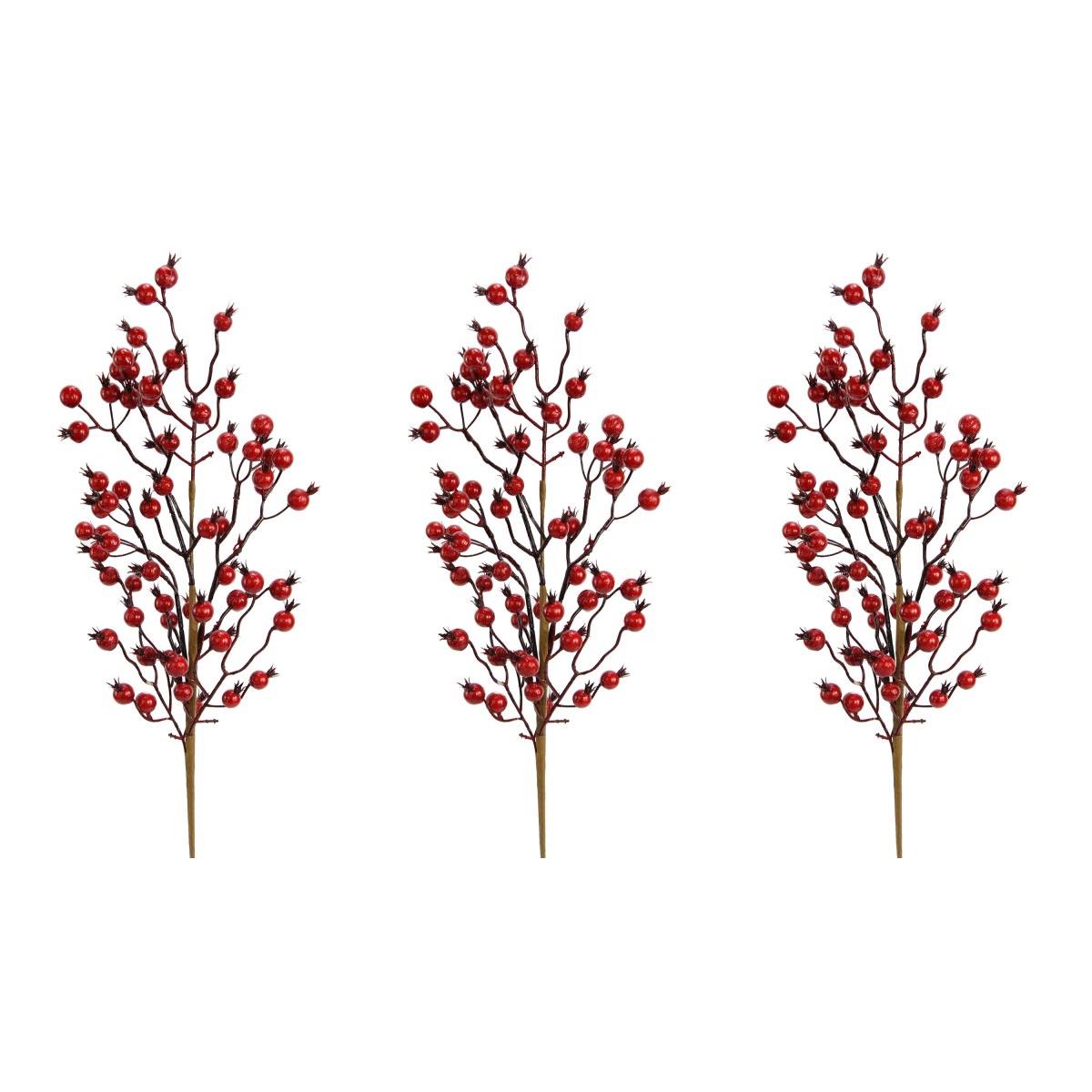 24 In. Faux Red Berry Spray Christmas Decor - Set Of 3