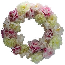 Admired By Nature Abn1w001-ntrl Artificial 24 In. Peony Wreath - Multi Color