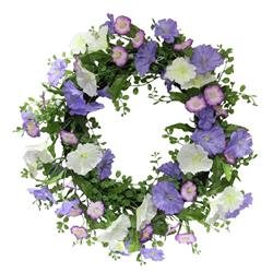 Admired By Nature Abn1w002-ntrl 22 In. Artificial Morning Glory Spring Summer Wreath Home Decor, Purple