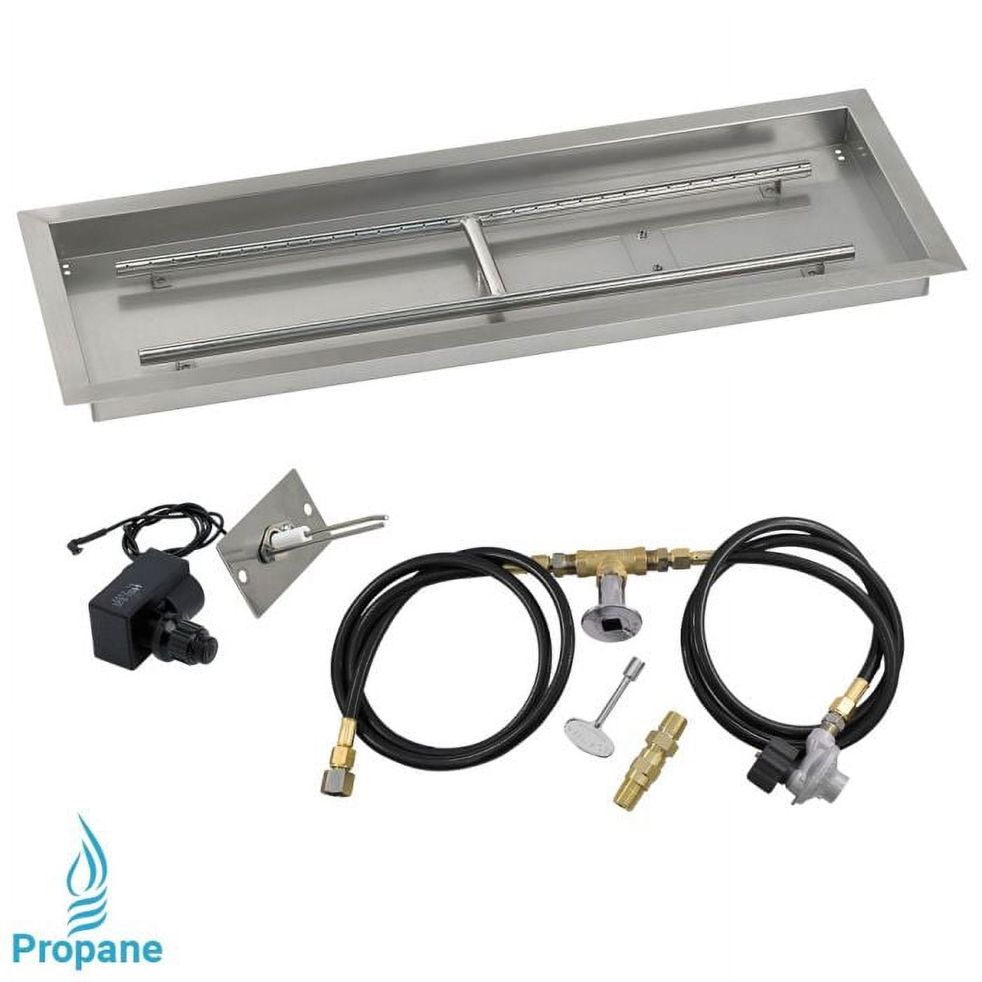 36 X 12 In. Rectangular Stainless Steel Drop-in Firepit Pan With Spark Ignition Kit - Propane