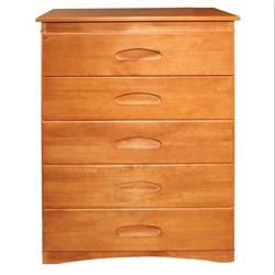 2155 Solid Pine Five Drawer Chest, Honey