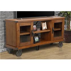 33260 60 In. Industrial Wide Tv Console With Glass Doors