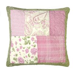 51901 15 X 15 In. Bashful Rose Decorative Pillow - Pink, Green & White