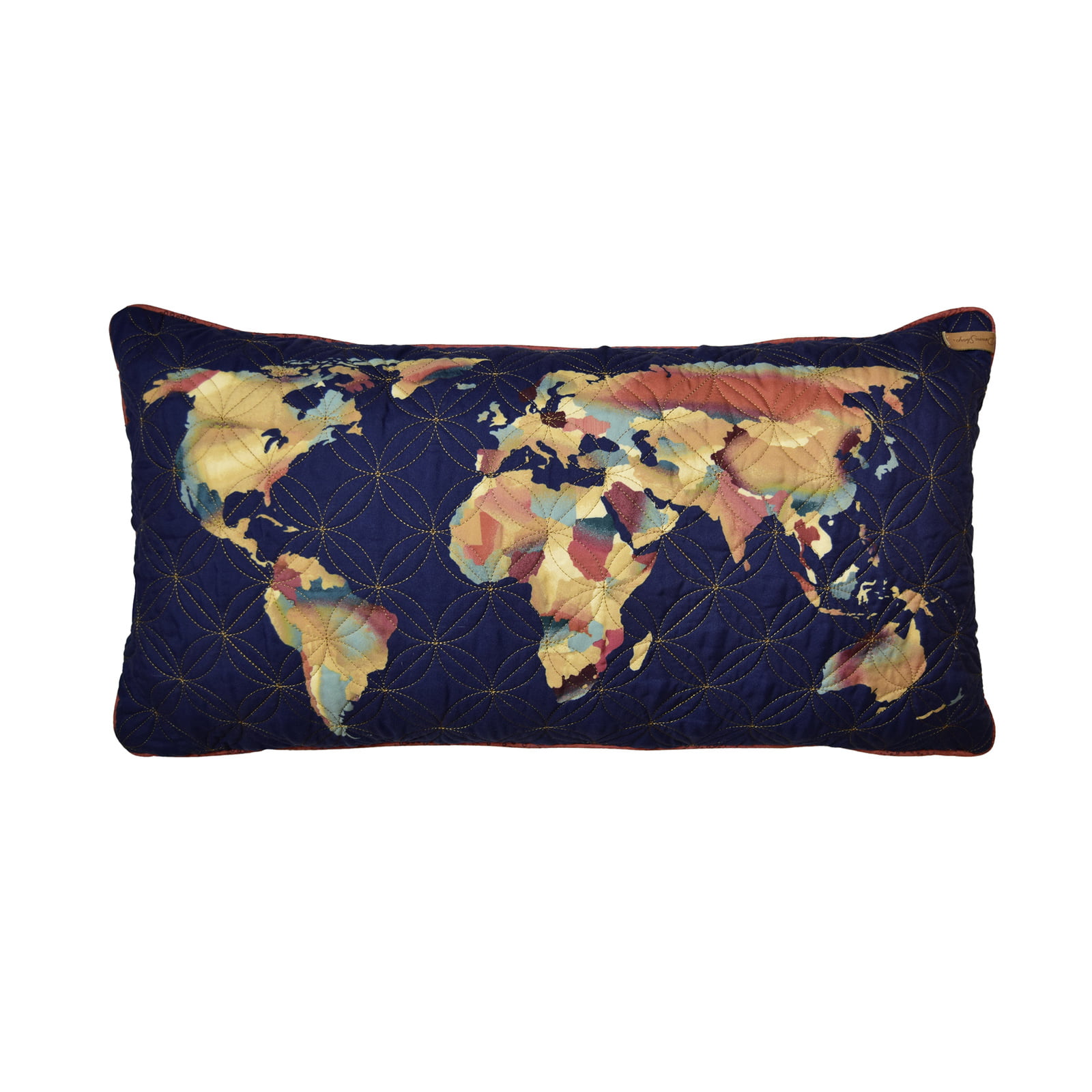 52063 11 X 22 In. Cinnamon Spice World Map Decorative Pillow, Multi Color