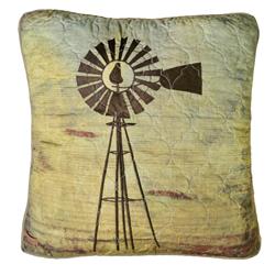 54463 18 X 18 In. Wood Patch Decorative Windmill Pillow, Multi Color