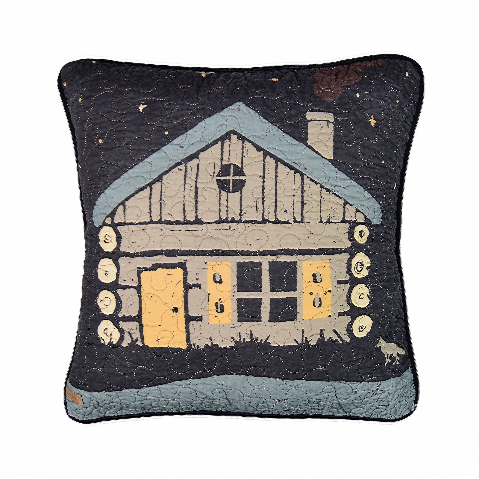 61201 18 X 18 In. Moonlit Cabin Decorative Pillow, Multi Color