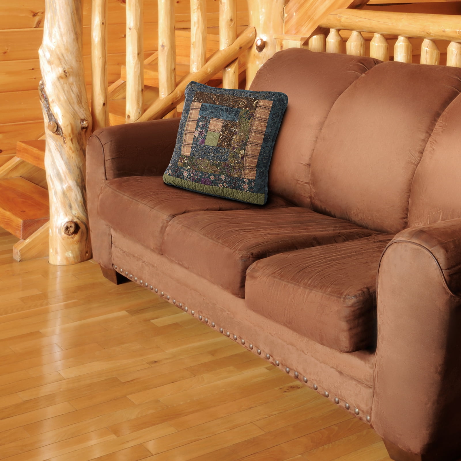 66001 16 X 16 In. Cabin Raising Pine Cone Decorative Pillow, Multi Color