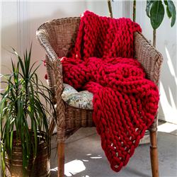70003 40 X 50 In. Chunky Knit Throw, Red