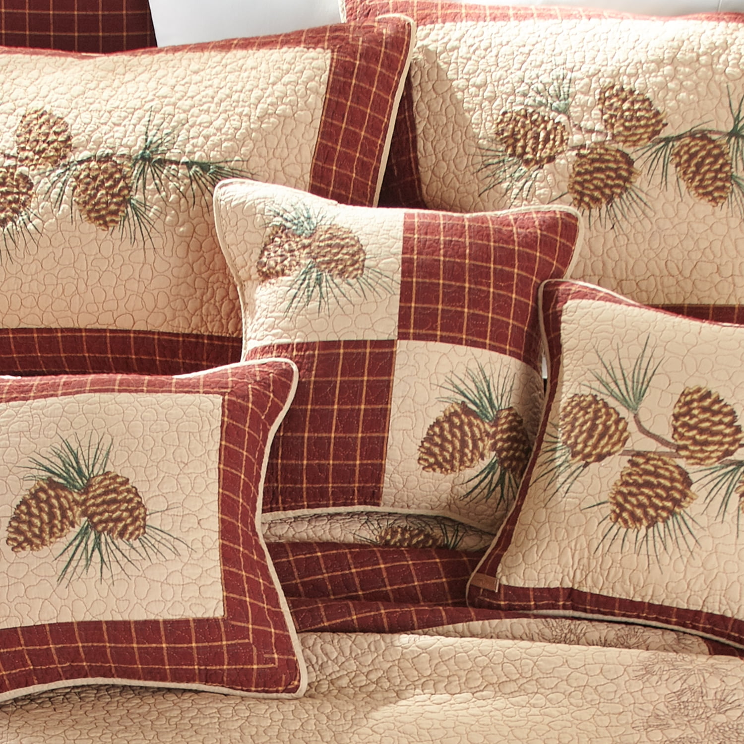 80101 15 X 15 In. Pine Lodge Decorative Pillow - Brick Red, Caramel & Tan