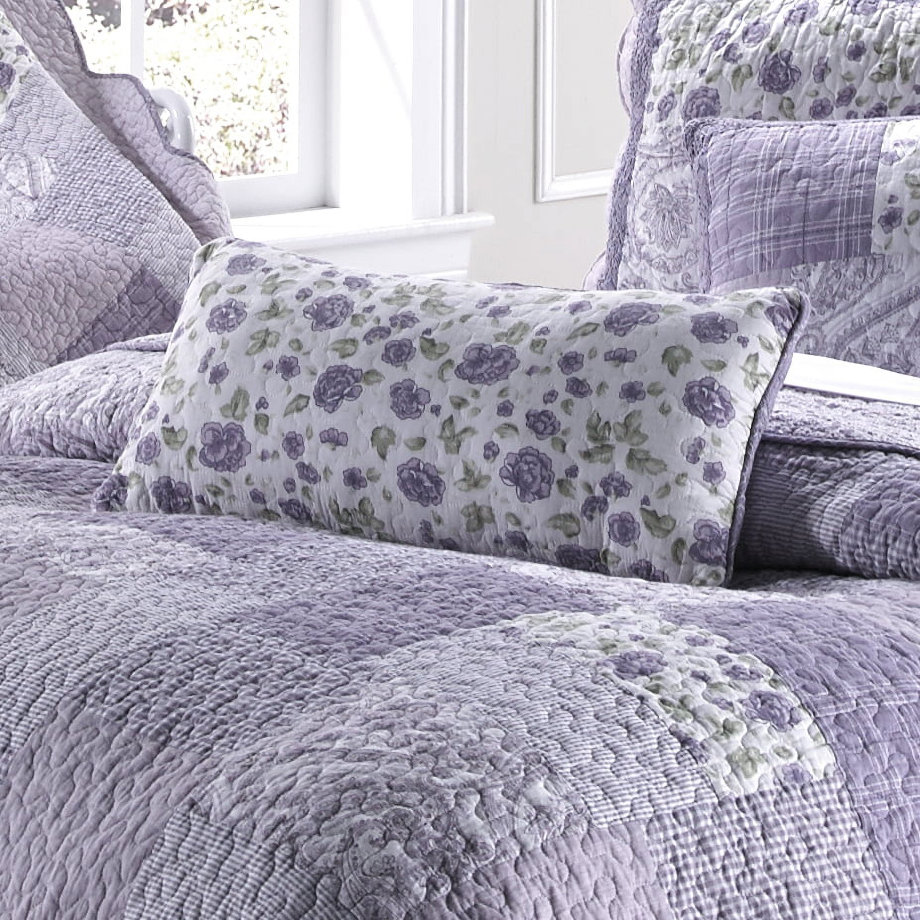 82067 11 X 22 In. Lavender Rose Rectangle Decorative Pillow, Multi Color
